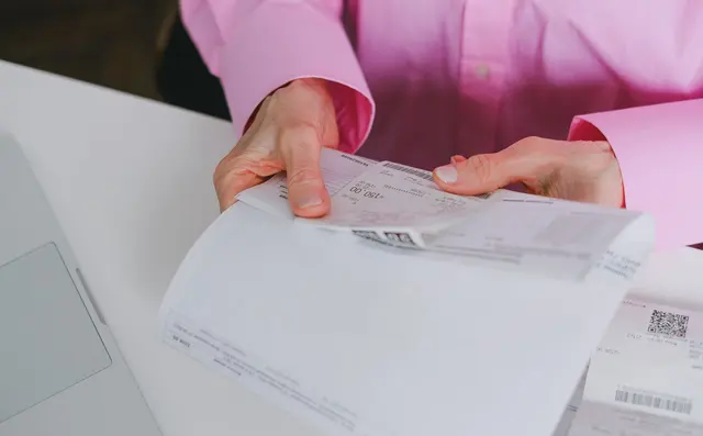 Contractor working through cost estimates and documents