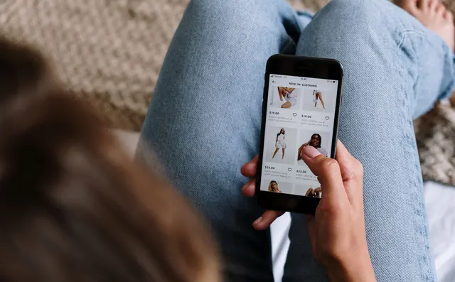 Browsing an online store on a smartphone