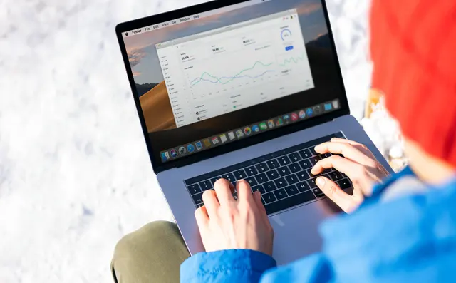 E-commerce analytics dashboard on a laptop