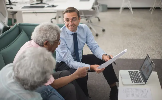 Bank adviser talking with a client