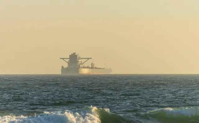 Cargo vessel under way on open water