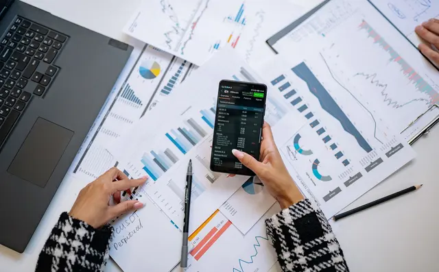 Digital advertising analytics on an office screen