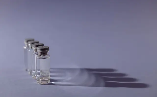 Pharmaceutical vials on a production line