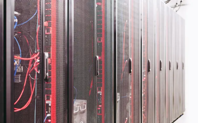 Server racks with cabling in a data centre