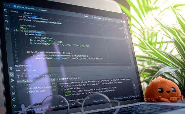 Code on a laptop screen during development